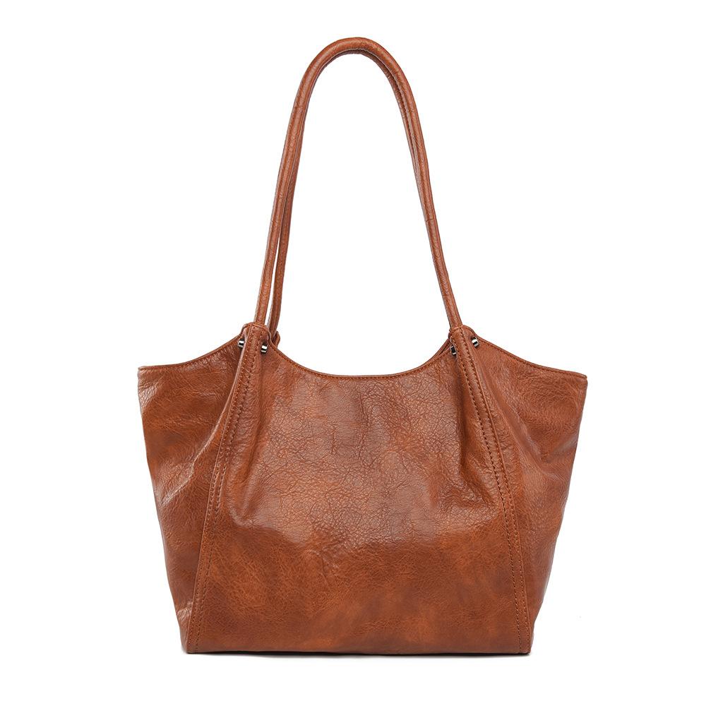 

SOFT Leather Women Tote Bag European New American Fashionable Large-capacity Underarm Bag Brand Shopping Bag Simple Commuter Bag