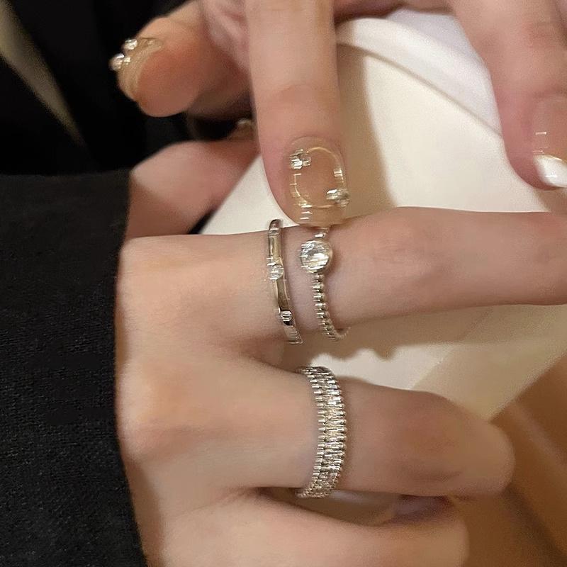 Trend Silver Color Rings Set for Women Narrow Simple Minimalist Open Adjustable Finger Rings Fashion Band Female Bijoux