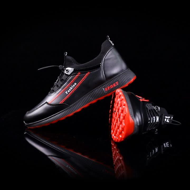 New Fashion Leather Shoes for Men Classic Elastic Band Casual Shoes Black Comfortbale Sneakers Men Flats Shoes Tenis Para Hombre