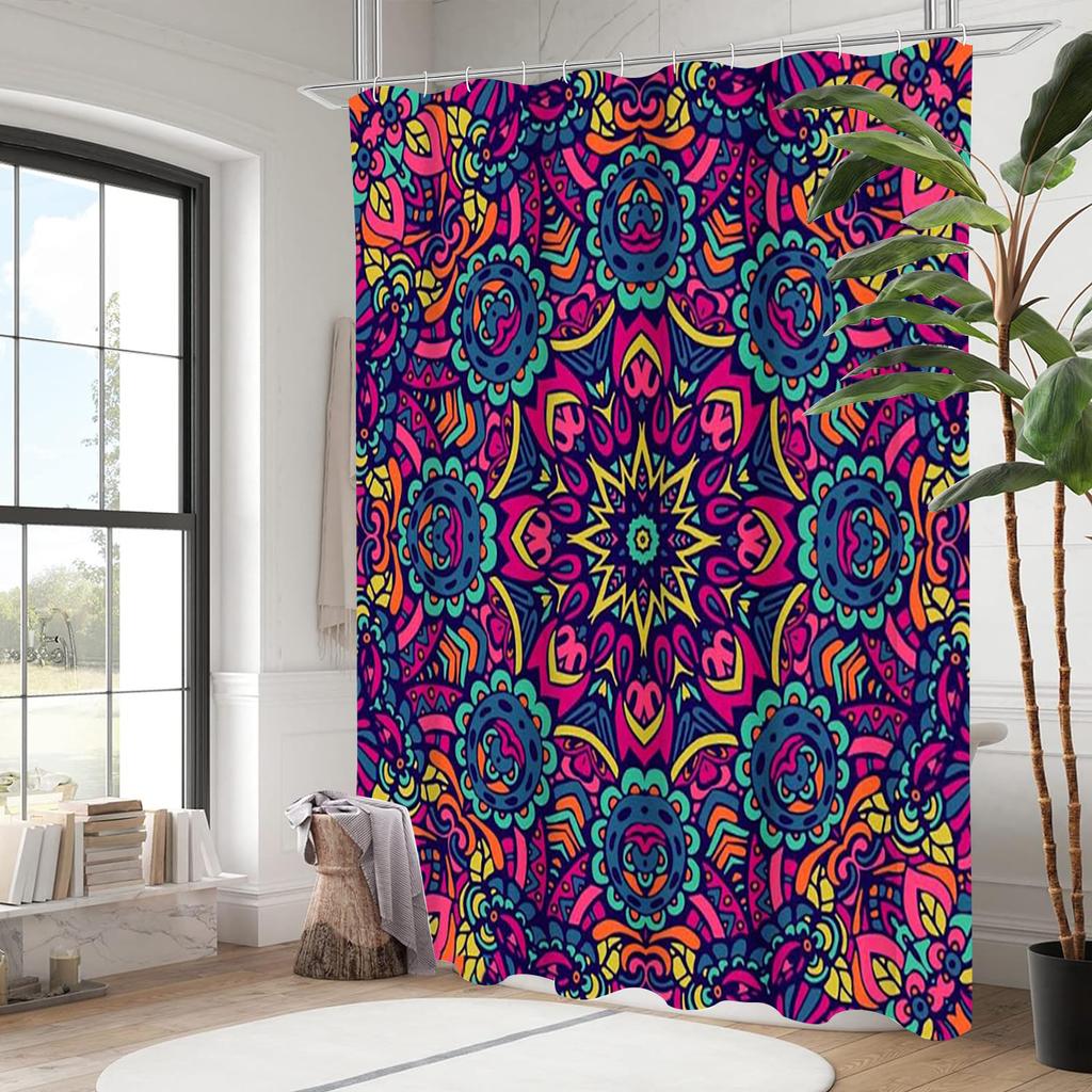 Mandala Muster Duschvorhang Badezimmer Duschvorhang Wasserdicht Mit 12 Haken Heimdeko Kostenloser Versand