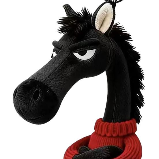 Plush Horse Keychain Soft Cute Cartoon Horse Pendant In Sweater Horse Year Mascot Charm with Keyring for Backpack Handbag Car Keys Decoration