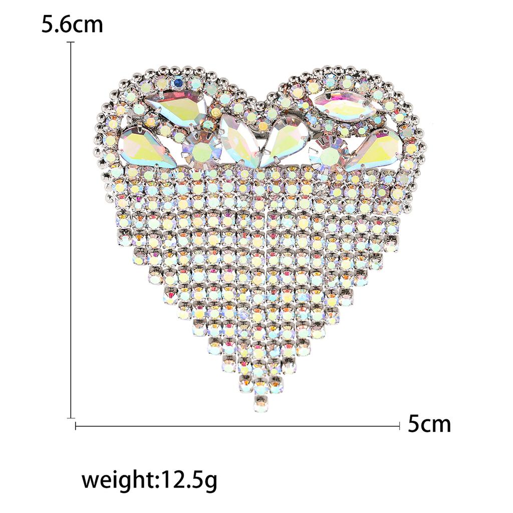 Stilvolle Strass Liebesbroschen für Damen Unisex Quaste Valentinstag Herz Anstecknadeln Bankett Party Rucksack Geschenke Schmuck Accessoires