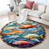 Ocean Fishes Round Area Rug,Carpet Rug for Living Room Bedroom Sofa Playroom Decor,Non-slip Floor Mat