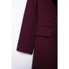 Women Fashion Burgundy Woolen Coat Double Breasted Long Sleeve Lapel Blends Jacket Autumn Winter High Street Outerwear