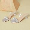 High-heeled rhinestone slippers women's summer outer wear fashion 2025 new fairy wind transparent crystal thin-heeled cool slippers