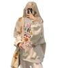 Ladies Cartoon Pattern Grey Hoodies College Style Loose Round Neck Female Hoodie Autumn Casual Women's Long Sleeved Tops