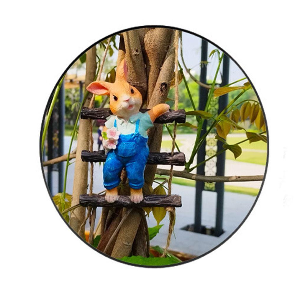 Cute Rabbit Tree Hanging Cartoon Animal Sculpture Crafts Miniatures Figurine  Valentine's Day