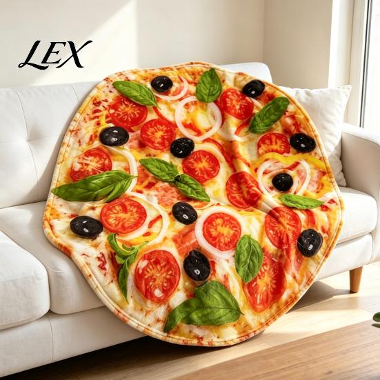 Portable Wrap for Camping Round Food Blanket, Realistic Themed Throw 59 Inch Novelty Waffle Pizza Breathable Warmth Dormitory Burrito Donut Wrap, Soft
