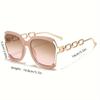 Chic Square Fashion Sunglasses, Gradient Lens, Detachable Faux Pearl Chain - Trendy, Stylish for Streetwear & Party Accessory