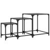  Coffee Tables That Slide Under Each Other, 3 Pieces, Black Glass Top