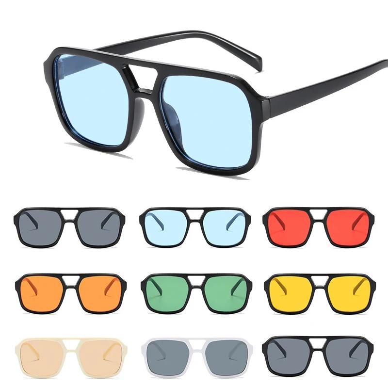 Women Vintage Square Sunglasses Large Frame Anti UV Sunshades Fashion Classic Candy Color Sun Glasses New Trend Eyewear
