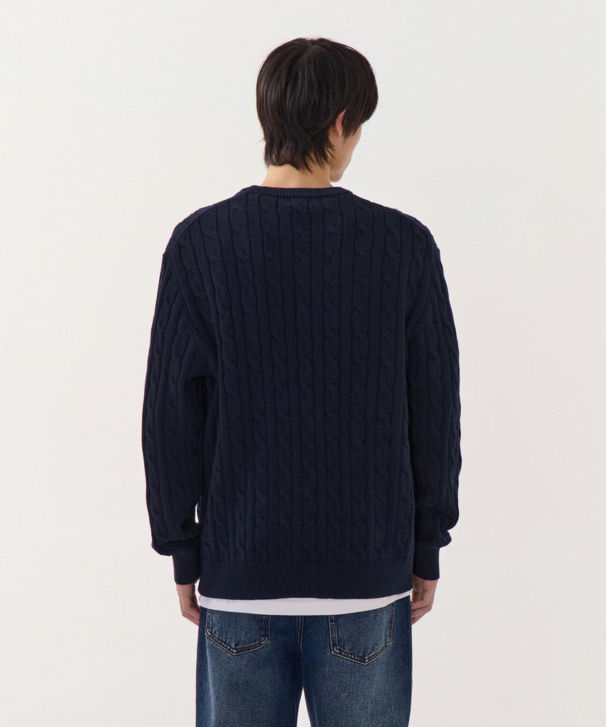 Musinsa Standard Cotton Cable Crew Neck Knit [Navy]