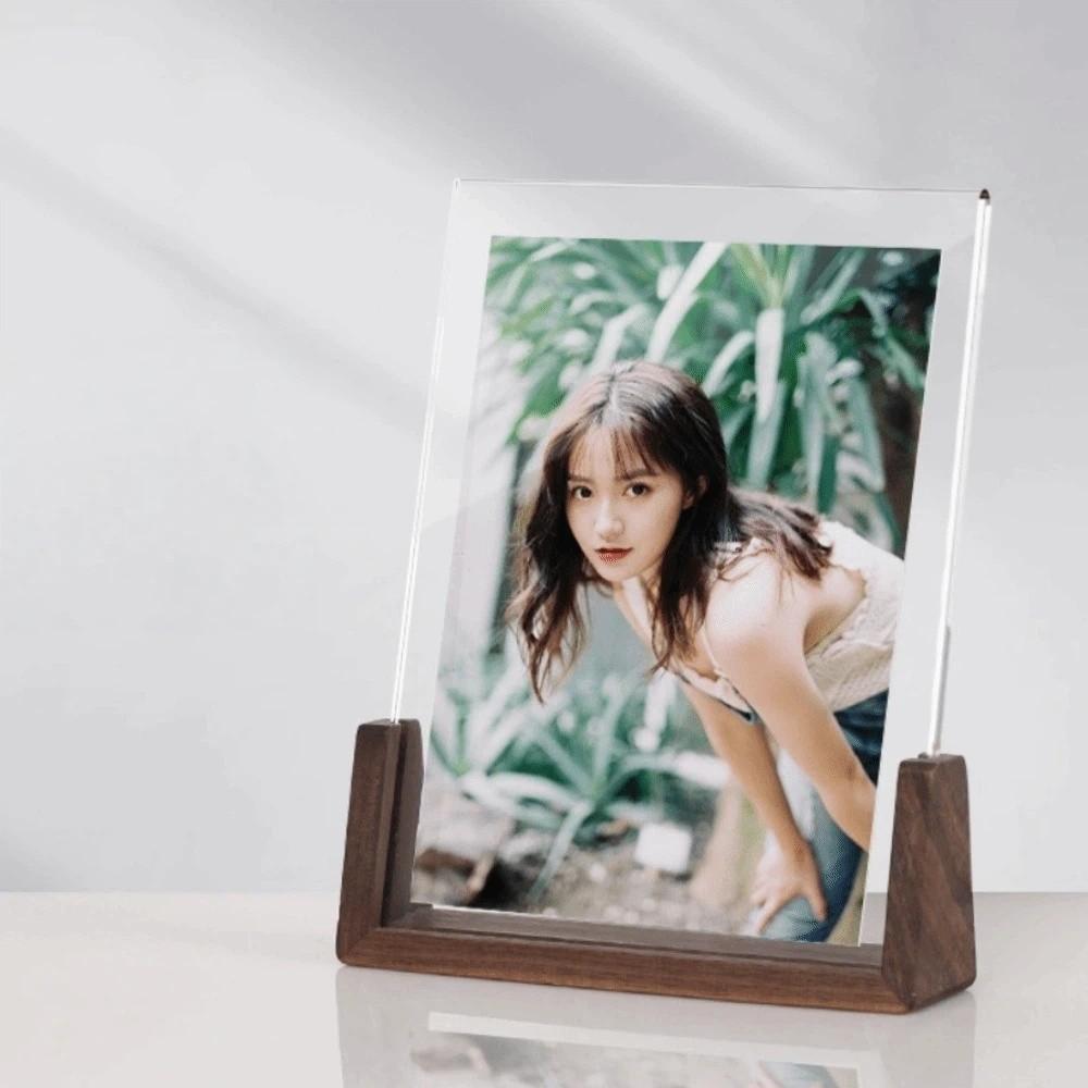 U Shape Desktop Picture Frame Wooden Photo Display Rack New Photo Holder  Wedding Use