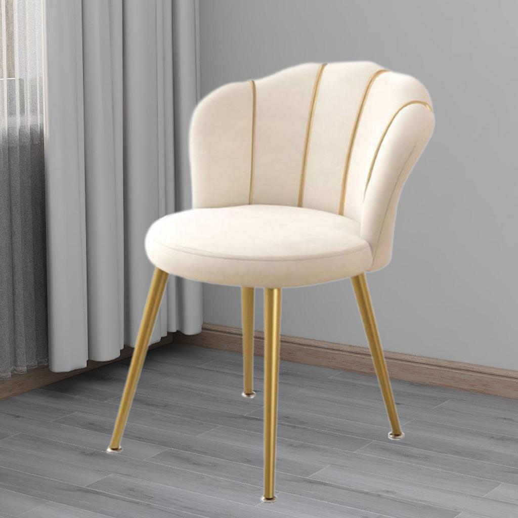 Vanity Chair Light Luxury Upholstered Seat for Beauty Salon Dining Room Cafe Beige