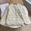 Spring Autumn Winter Ultralight Soft Quilted Collarless V-neck Jacket Casual Short Women Casual Loose Single Breasted  Jacket
