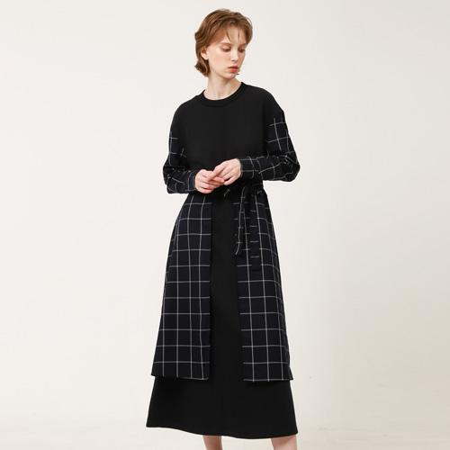 Bunderghost Navy Overskirt Color-Block Long Dress