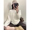 Women Autumn Winter Loose Knitted Sweater Soft Warm Long Sleeve Solid Color Casual Oversized Pullover Daily Streetwear Tops