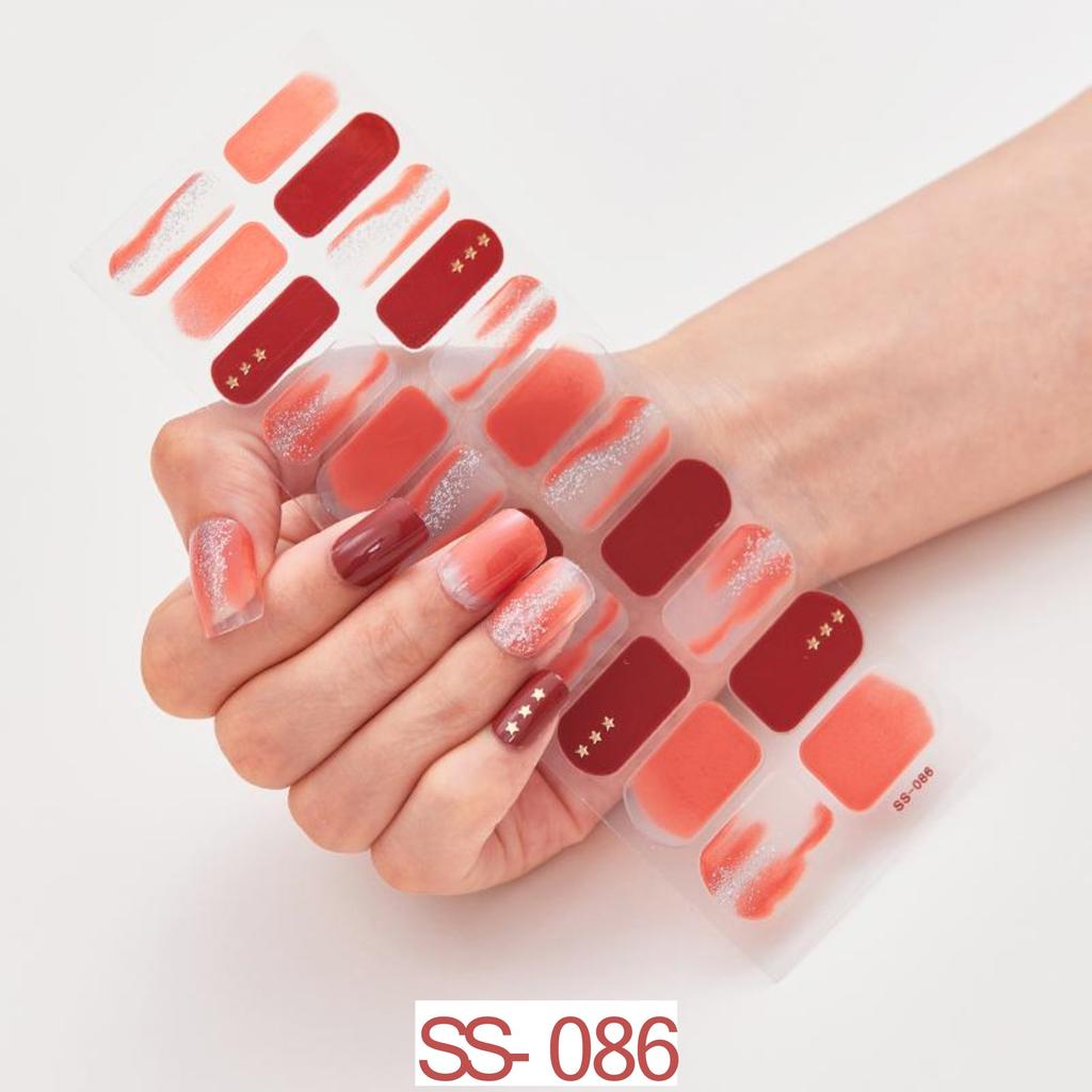 22pcs Sheet Laser Bronzing Full Cover Nail Stickers Long Lasting Tearable Cute Nail Art Wraps Design