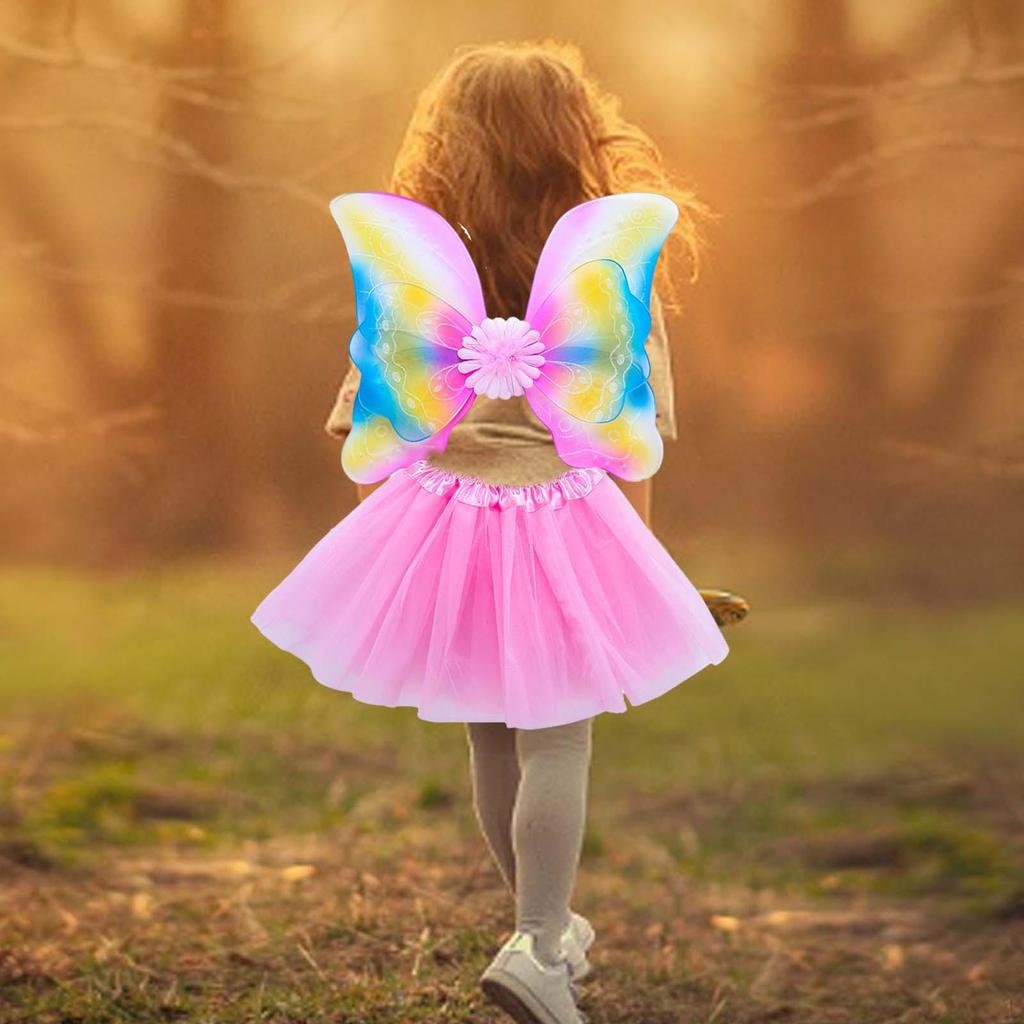 4 Piece Girls Fairy Costume Set Kids Cosplay Angel Tutu Skirt Headband Dress Up Photography Role