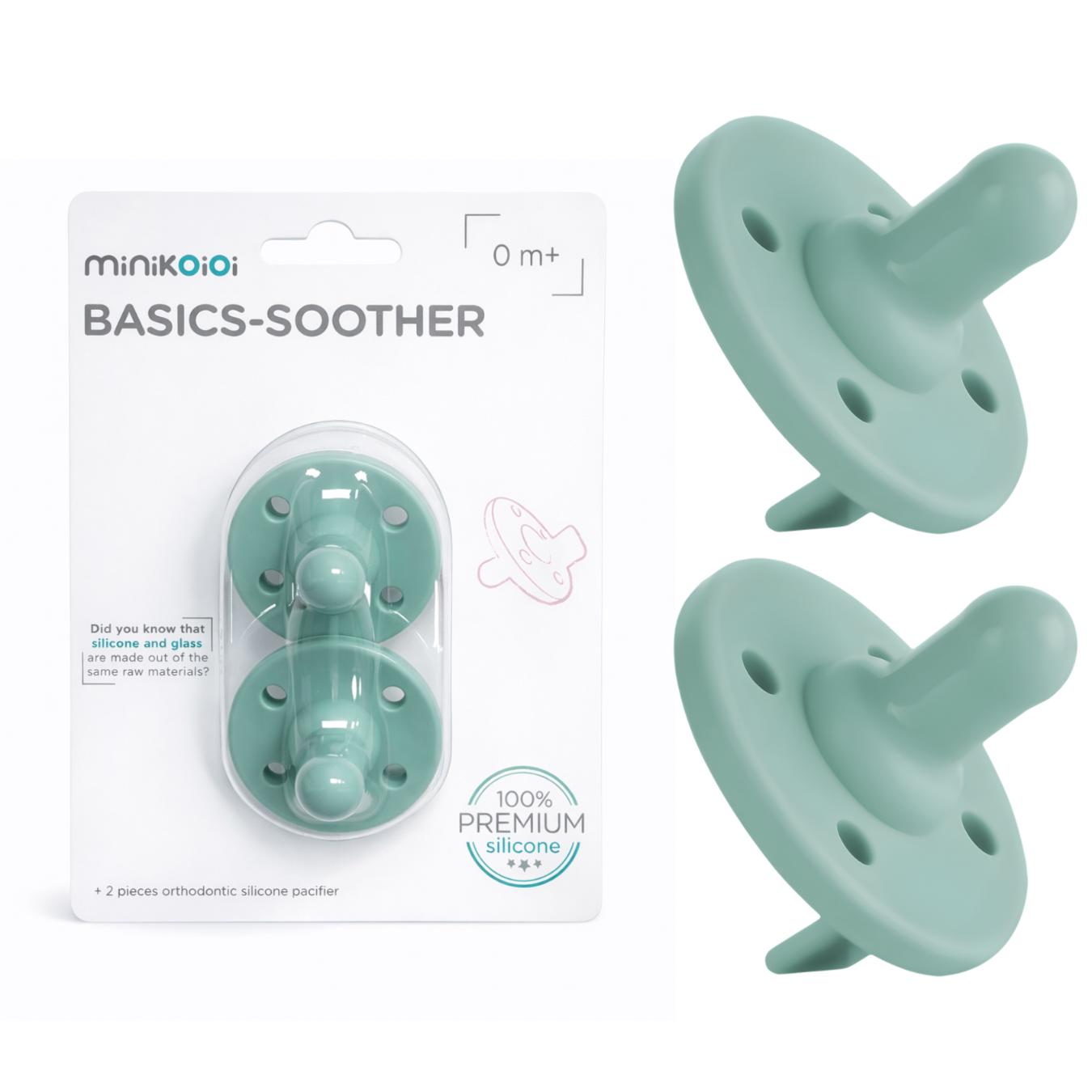 MinikOiOi Dynamischer Silikon-Schnuller 2 Stück. Grün für Babys 0-24m
