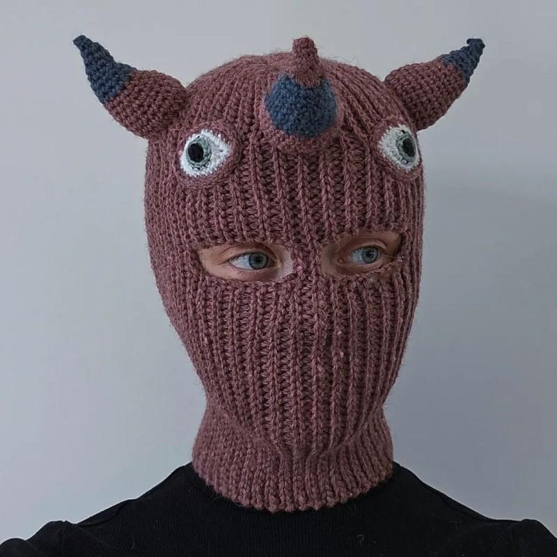 Solid Color Striped Cat Ear Hat, Fashionable and Personalized Tassel Pullover Hat for Adults