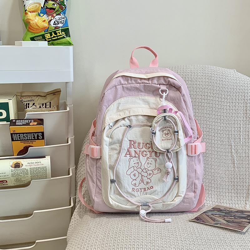 Schoolbag schoolbag female junior high school student high value cute college student backpack Korean ins style dopamine design sense backpack
