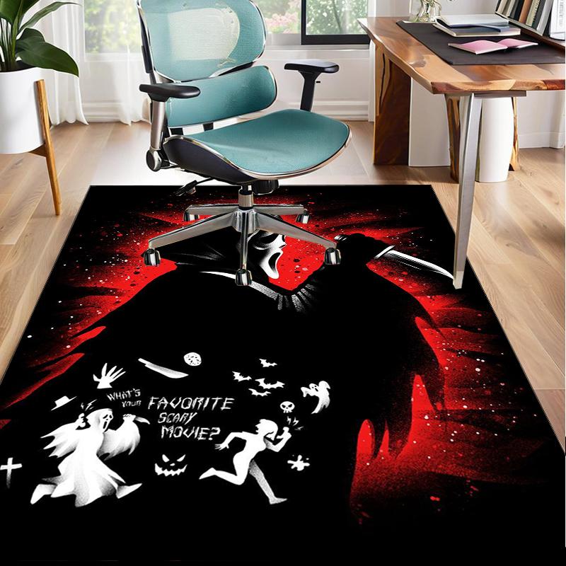 Heartbeat Ghostface Of Horror Office Rug Chair Mat, Game Carpet, Suitable for Front Door, Bedroom, Living Room, Desk, Holiday Gift