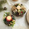 New Christmas candle holder, imitation wreath, lamp holder ornament, vintage wooden glass candle holder, dried flower aromatic candle holder