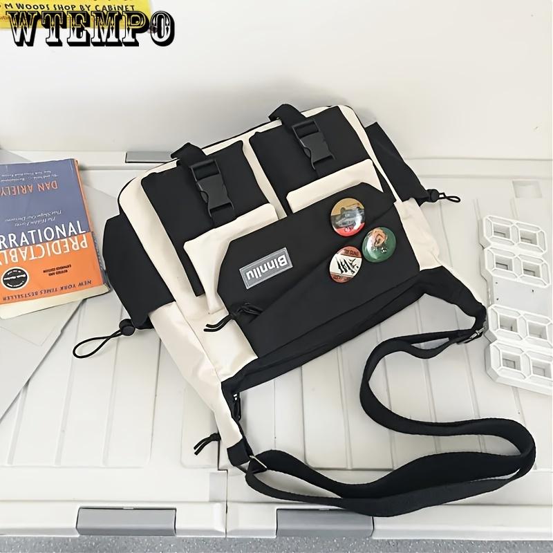 Casual Crossbody Bag, Large Capacity Nylon Shoulder Bag With Adjustable Strap For Outdoor, Trendy Streetwear Style Messenger Bag