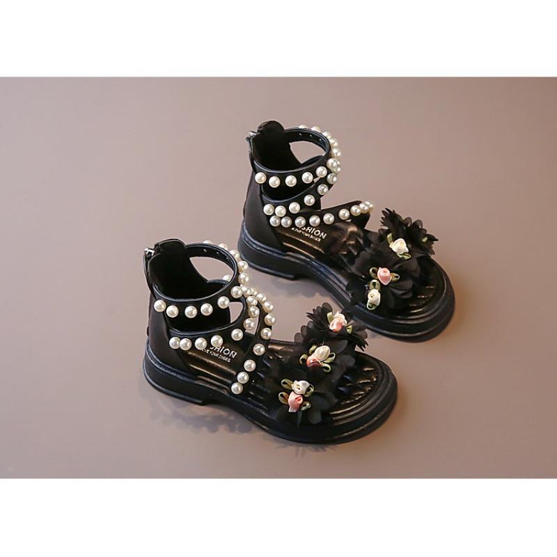 Mädchensandalen 2026 Sommer Neu Mode für kleine Mädchen Prinzessinnenschuhe Baby Blumenfee Stil Weiche Sohle Perlen Schuhe