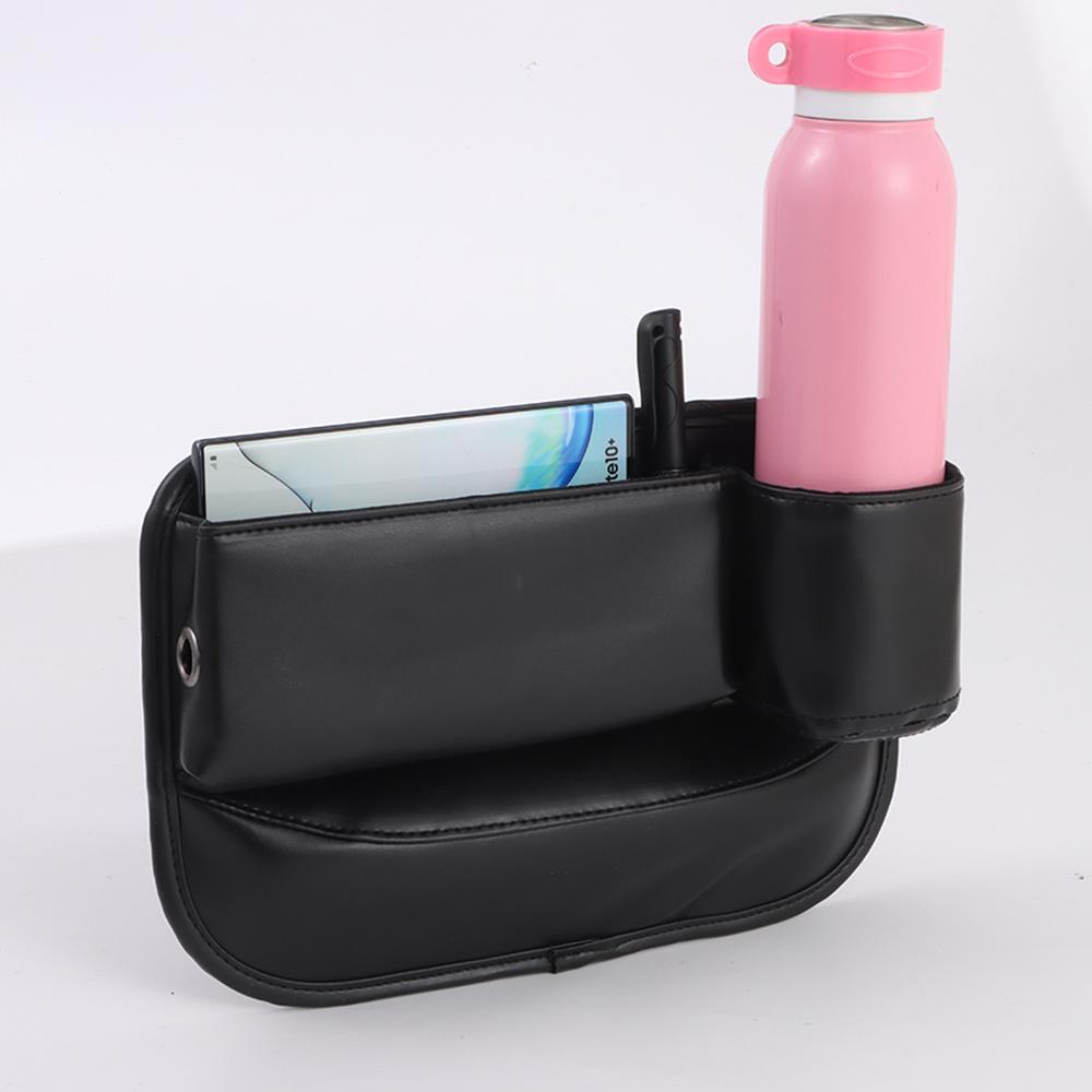 Universal PU Leather Car Seat Gap Organizer Front Easy to Install Water Cup Holder Crevice Stowing Tidying Pocket
