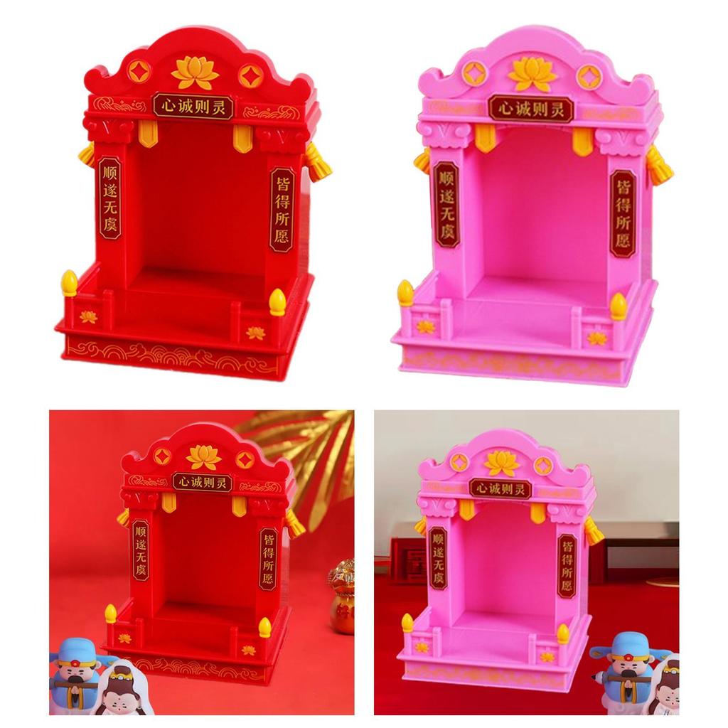 Mini Altare Buddista Buddha Santuario Tavolo Pooja Statuetta Guan Gong Guanyin Buddha