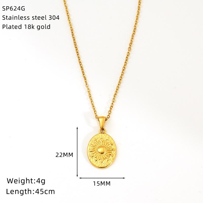 

Винтажное ожерелье из нержавеющей стали с подвеской в виде солнца и луны, женские ювелирные аксессуары из титановой стали с золотым покрытием