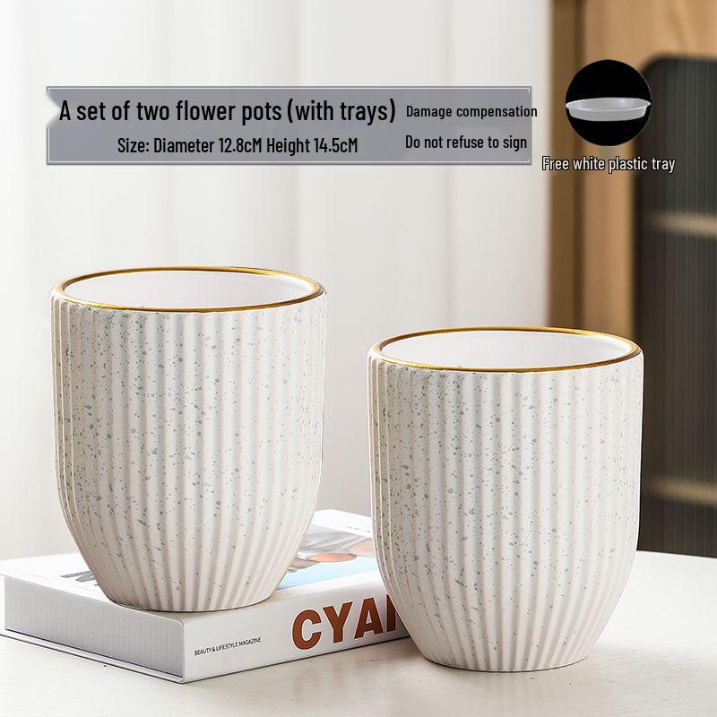 Nordic High-Leg Ceramic Orchid Pot: Durable, Artistic for Home or Balcony Use