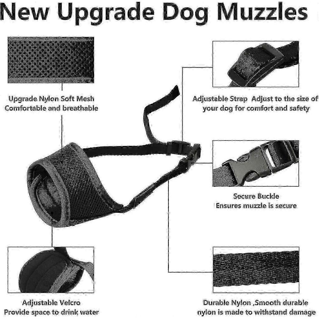 Soft Nylon Dog Muzzle with Air Mesh & Adjustable Loop - Anti-Dropping, Breathable & Drinkable_fc2