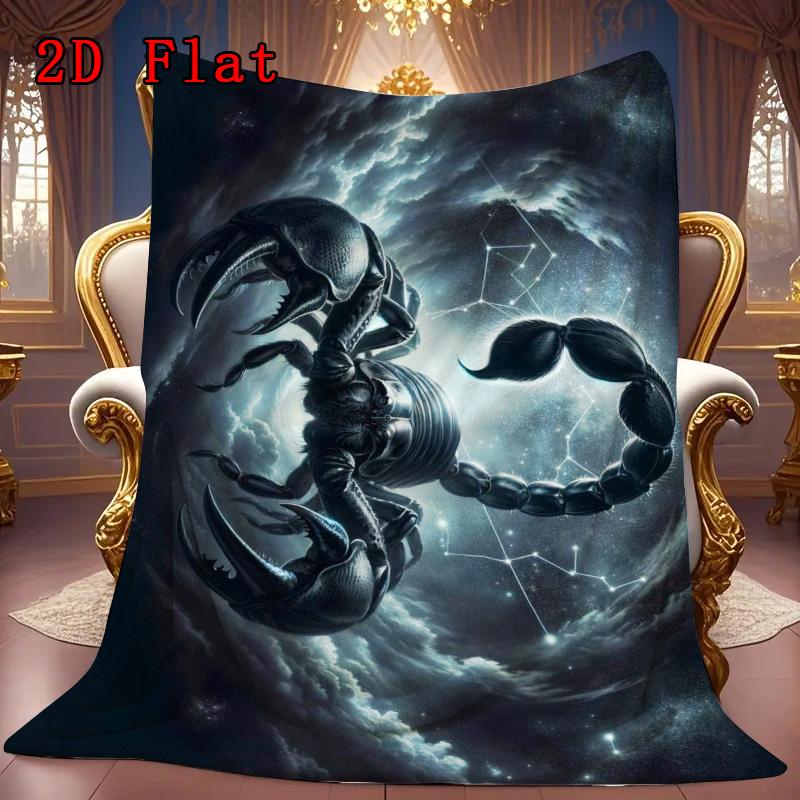 Dark Scorpion 2D Flat Pattern Flannel Blanket High quality All Seasons Warmth and Comfort Perfect for Christmas Gifts.MMT0918111