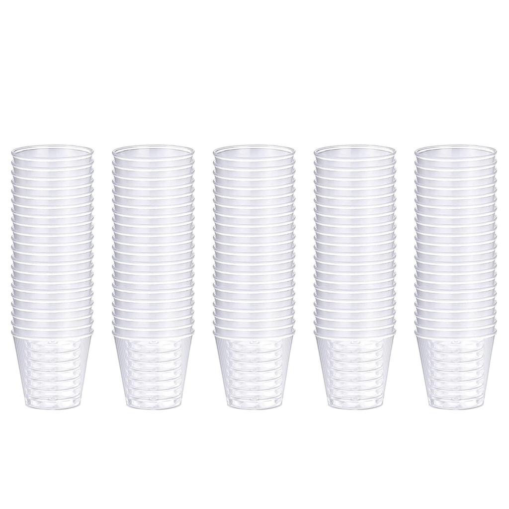 Set of 100 Stackable Plastic Shot Glasses 30ml Reusable Cups for Banquets 30ml Disposables Shot Glasses for Dessert