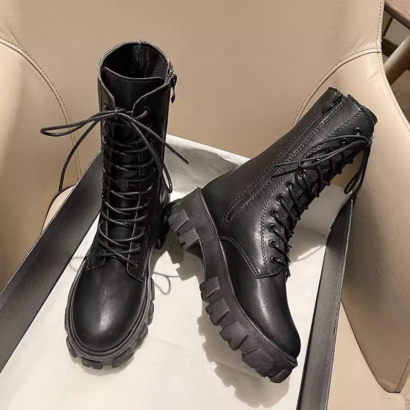 Spring Autumn Women's  Boots Thin Thi Bot Heightening Ort Retro Motorcycle Boots Cross Martin Boots