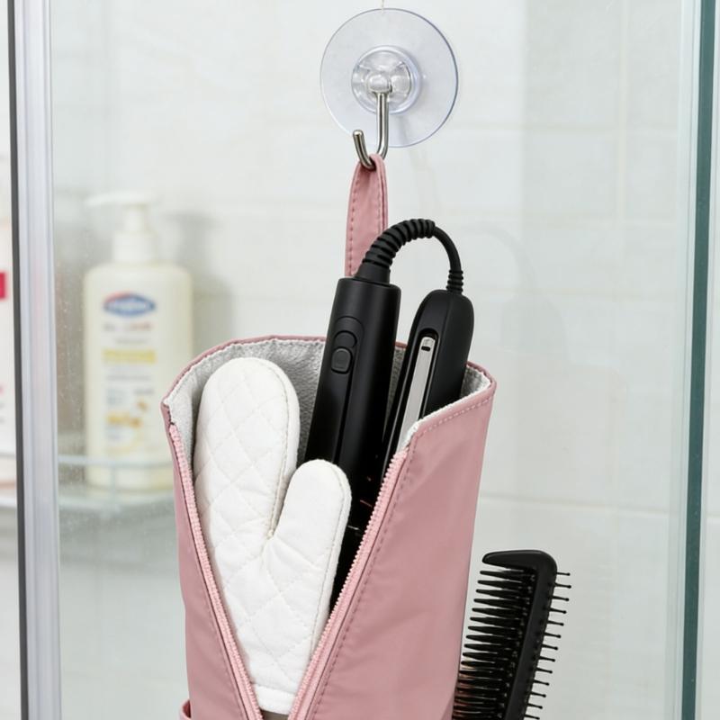 Portable Hanging Storage Bag for Hair Tool Curling Iron Heat Resistant Organizer for Bathroom Vanity and Travel