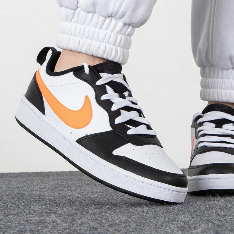 (GS) Nike Court Borough Low 2 'White Black Orange' Kids' BQ5448-115