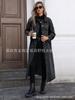 Women Lapel Long Denim Trench Coat Loose Long Sleeve Ruffle Hem Washed Jean Maxi Jacket Street Outerwear