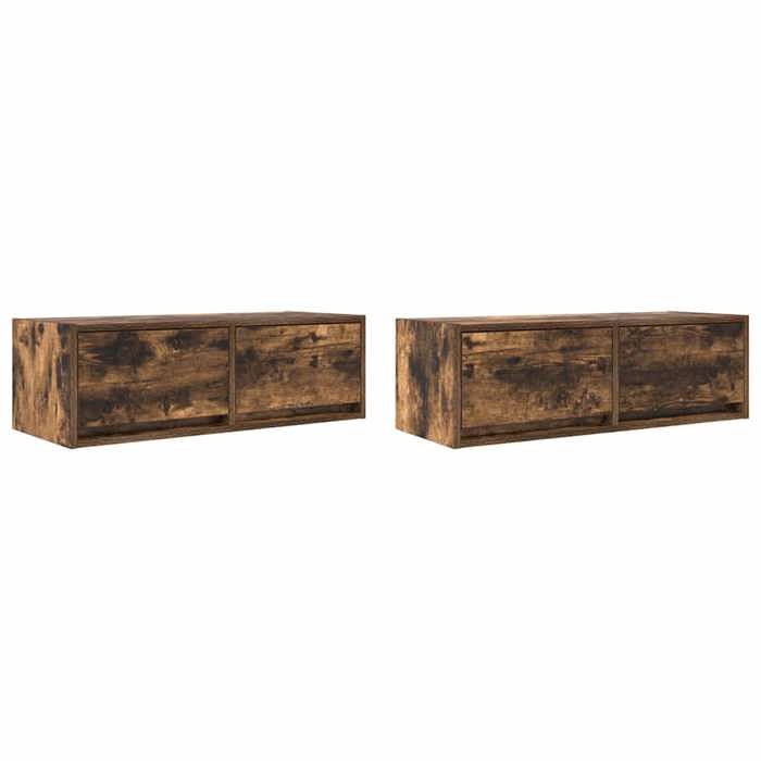 VidaXL Meubles TV 2 pcs chêne fumé 80x31x25,5 cm bois d'ingénierie, banc TV, meuble hifi, centre de divertissement, buffet 861517