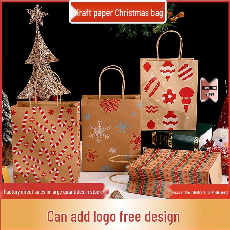 Grensoverschrijdende Kerst Kraftpapier Cadeauzak en Cadeaubox Handtas