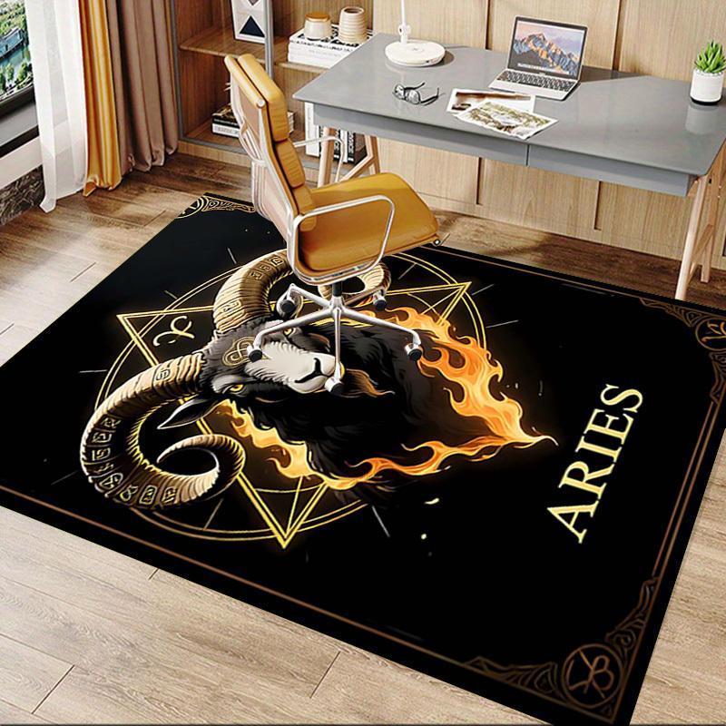 1PC Aries Goat Non-Slip Floor Carpet Compatible for Office&Living Room&Bedroom&Dining Room - Flat- Soft & Pattern, Vibrant Colors-W252