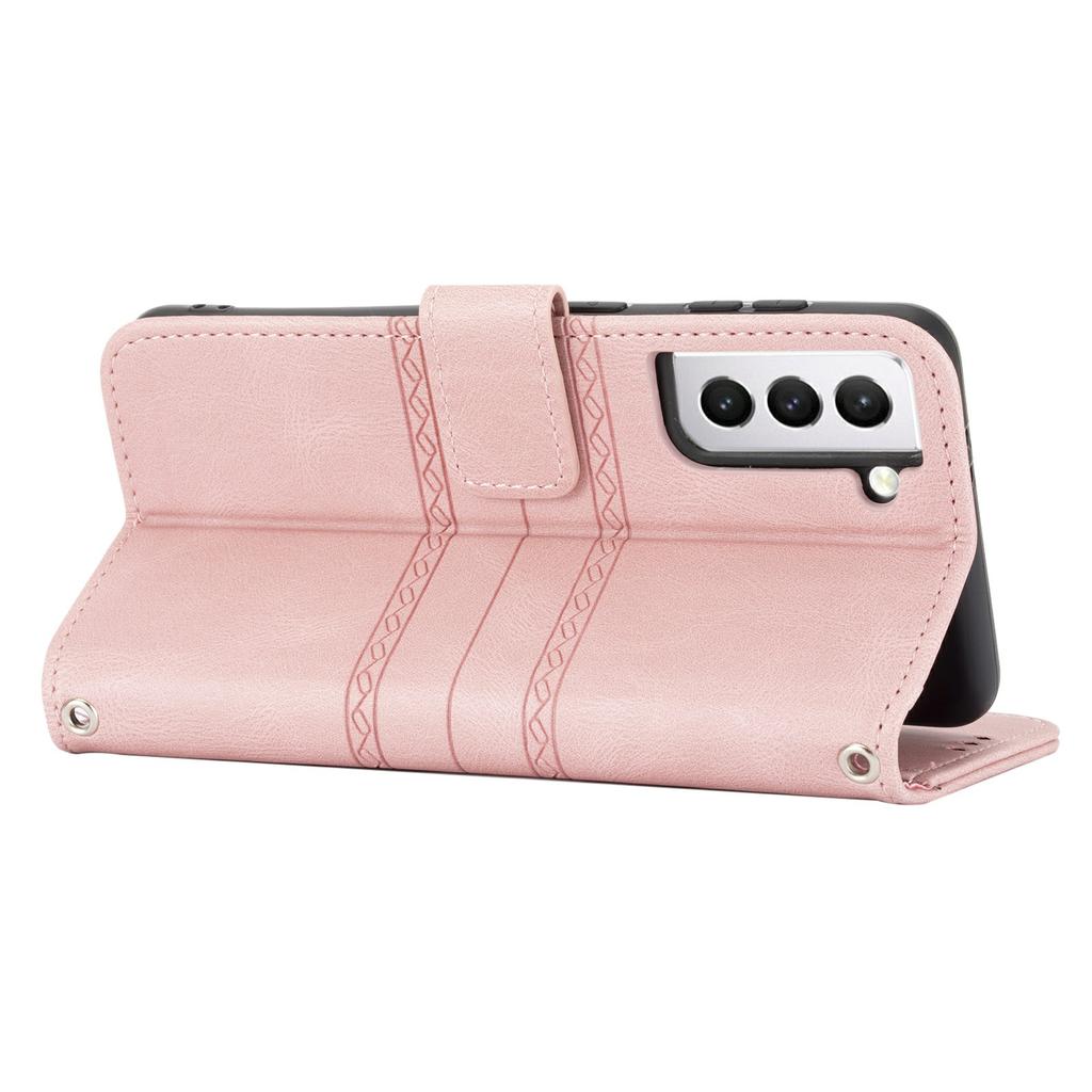 For Samsung Galaxy S25 Case Wallet Skin-Touch Leather Imprinted Phone Cover