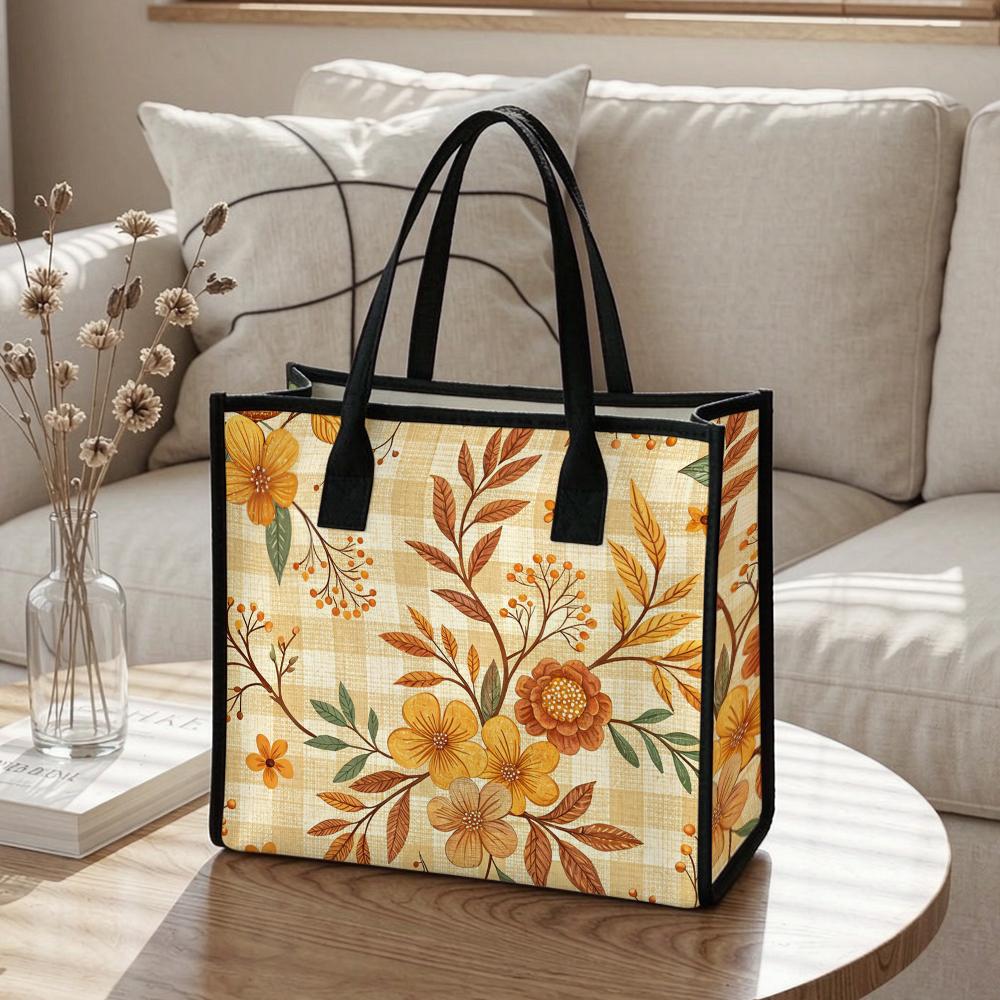 Autumn Floral Casual Tote Bag Fashion Daily Handbag Aesthetic Cute Shoulder Bag for Women Outdoor Travel Commute