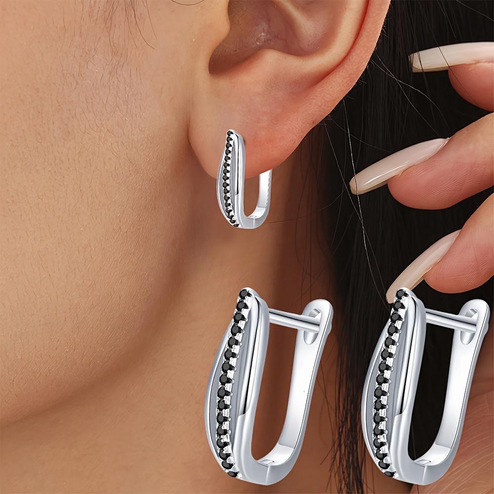 Black Awn Creolen mit schwarzem Stein für Damen