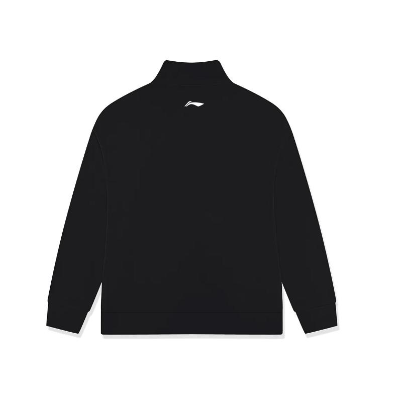 Li-Ning Stand Collar Solid Color Casual Versatile Fashion Comfortable Sweatshirt Men sweatshirt Black AWDUF23-1