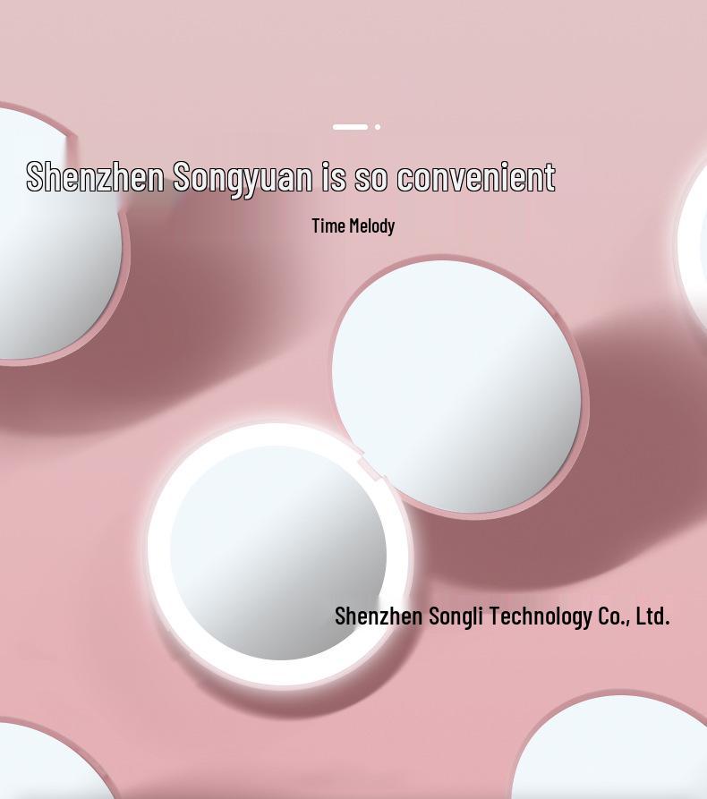 Folding LED Makeup Mirror with Light, Double-Sided, 2X Magnification, Compact and Portable.