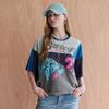Color Block Lettering Damage Crop Tee
